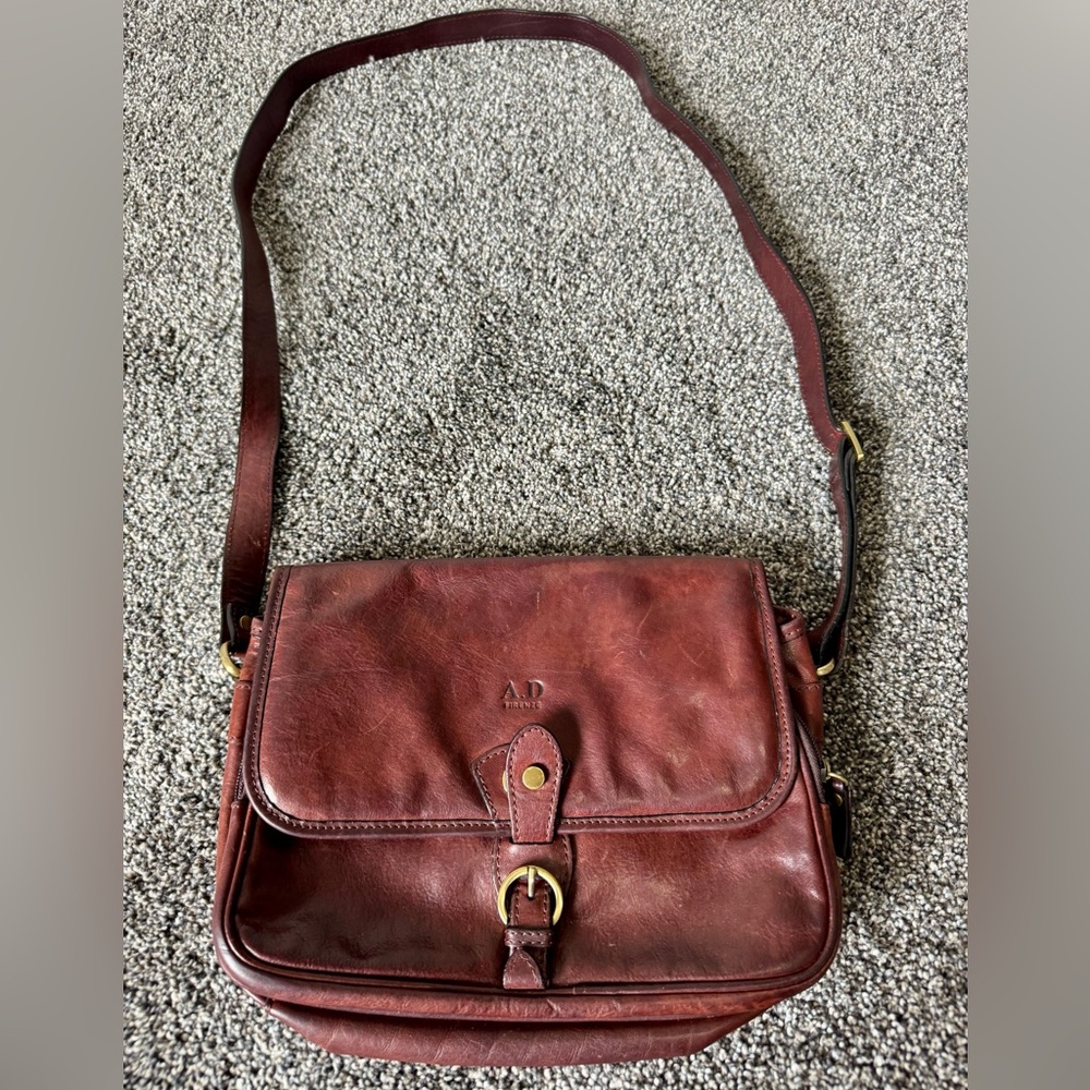 A.D. Firenze Adriano Tuscany Brown Italian Leather Crossbody Messenger Bag